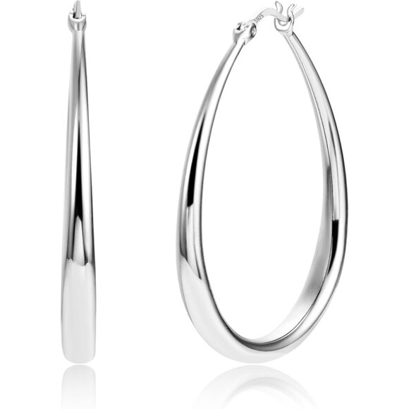 Sterling Silver Chunky Hoop Earrings for Women Hypoallergenic Thick Huggie Earri - Picture 5 of 8